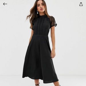 ASOS liquorish black midi dress